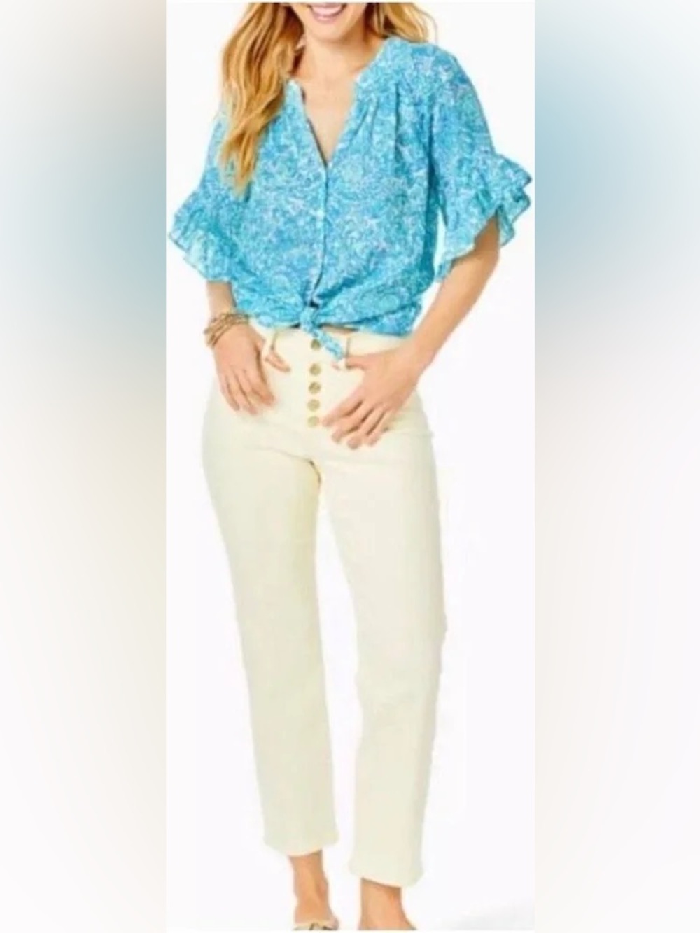 Lilly Pulitzer Butter yellow High-Rise Button-Fly Jeans